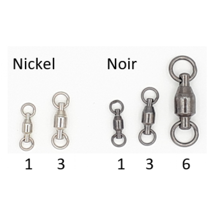 Swivel Ball bearing  #1 sans attaches Nickel-Noir- Qté 25